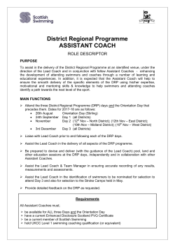 District Regional Programme ASSISTANT COACH