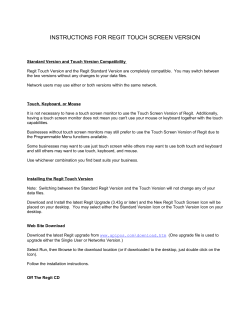 INSTRUCTIONS FOR REGIT TOUCH SCREEN VERSION