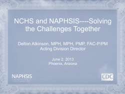 NCHS and NAPHSIS &mdash; Solving the Challenges Together
