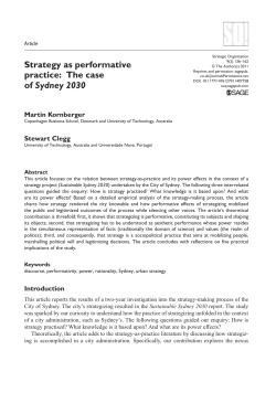 Strategy as performative practice: The case of