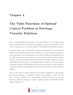 Chapter 4 The Value Functions of Optimal Control Problem as