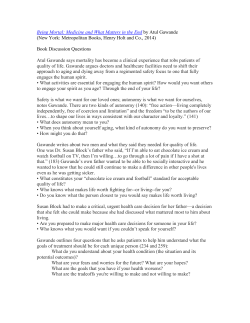 Being Mortal Book Discussion Questions