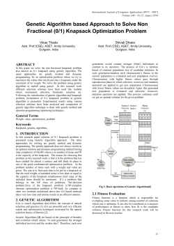 Genetic Algorithm based Approach to Solve Non Fractional (0/1