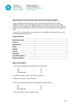 Questionnaire for Prospective Agents