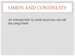 Limits and Continuity