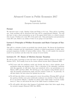 Advanced Course in Public Economics 2017