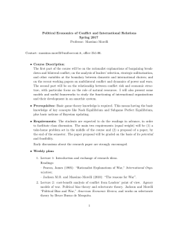 Political Economics of Conflict and International Relations