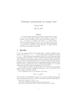 Chebyshev polynomials on compact sets