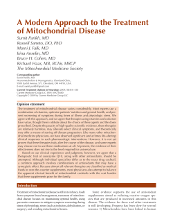 A Modern Approach to the Treatment of Mitochondrial Disease