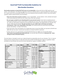 Good Stuff Thrift Tax Deductible Guidelines for Merchandise