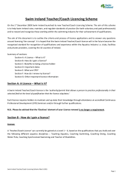 Swim Ireland Teacher/Coach Licence Application Form