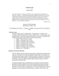 1 Symbolic Logic Spring 20XX Instructor
