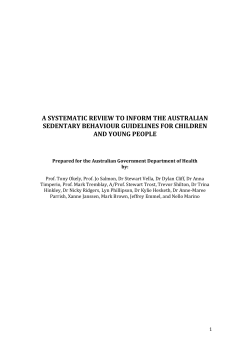 The Proposed Sedentary Behaviour Guidelines for Children and