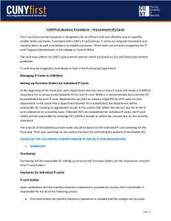 CUNYfirst Business Procedures &ndash; Procurement (P)