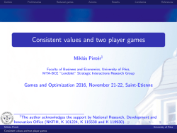 Consistent values and two player games