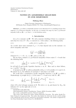 NOTES ON ADMISSIBLE MEASURES IN ONE DIMENSION