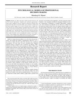Dhami, M. K. (2003). Psychological Models of Professional Decision