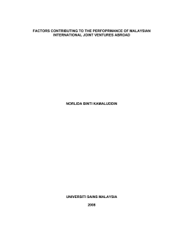 factors contributing to the perfoprmance of malaysian international