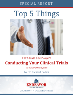 Conducting Your Clinical Trials
