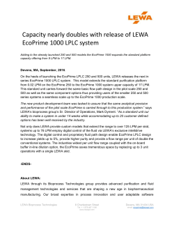 LEWA BIOPROCESS TECHNOLOGIES PRESS RELEASE