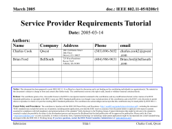 Service Provider requirements for 802.11n - IEEE