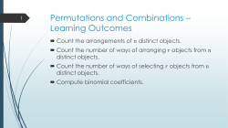 Counting * Learning Outcomes