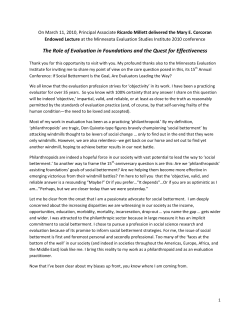 Role of Evaluation in Foundations/Quest for Effectiveness,