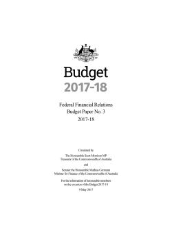 Budget Paper No. 3: Federal Financial Relations