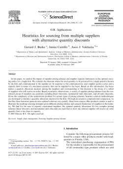 Heuristics for sourcing from multiple suppliers with alternative quantity