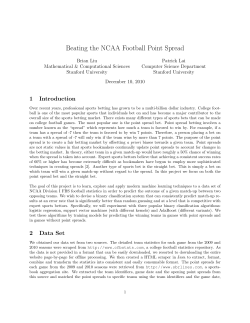 Beating the NCAA Football Point Spread - CS 229