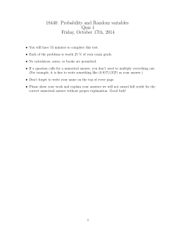 18440: Probability and Random variables Quiz 1 Friday, October