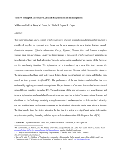 1 The new concept of Information Sets and its application