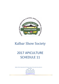 Kalbar Show Society 2017 APICULTURE SCHEDULE 11