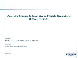 How to analyze TSW proposals - Subcommittee on Highway Transport