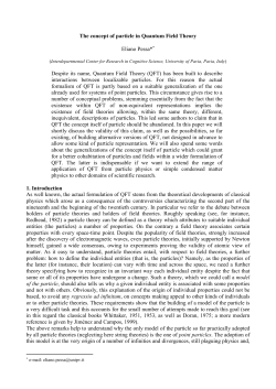The concept of particle in Quantum Field Theory Eliano Pessa
