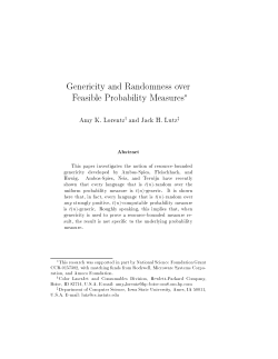 Genericity and Randomness over Feasible Probability Measures