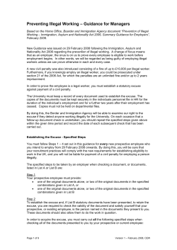 Prevention of Illegal Working