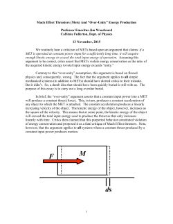 1 Mach Effect Thrusters (Mets) And &ldquo;Over