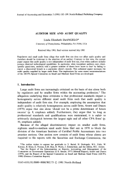 AUDITOR SIZE AND AUDIT QUALITY Linda Elizabeth DeANGELO
