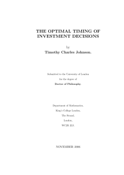 THE OPTIMAL TIMING OF INVESTMENT DECISIONS