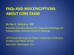 FAQ`s and misconceptions about CORE exam