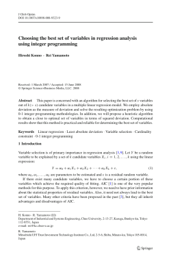 Choosing the best set of variables in regression analysis using