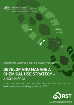 Develop and manage a chemical use strategy &ndash; AHCCHM501A
