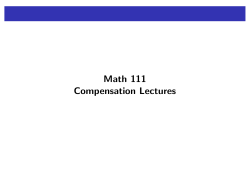 Math 111 Compensation Lectures