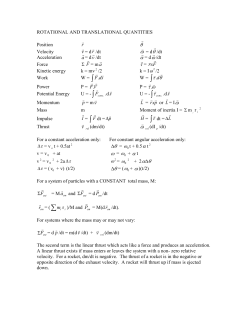 ROTATIONAL AND TRANSALATIONAL QUANTIITES