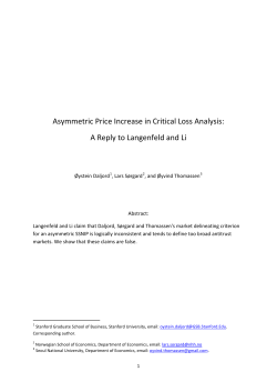 Asymmetric Price Increase in Critical Loss Analysis: A