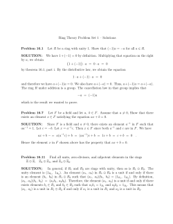 Ring Theory Problem Set 1 &ndash; Solutions Problem 16.1 Let R be a ring