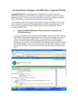 Advanced Search Techniques with EBSCOhost: Exploring CINAHL