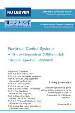 State-Dependent (Differential) Riccati Equation - Lirias
