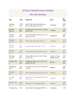 JH Boys` Baseball Game Schedule